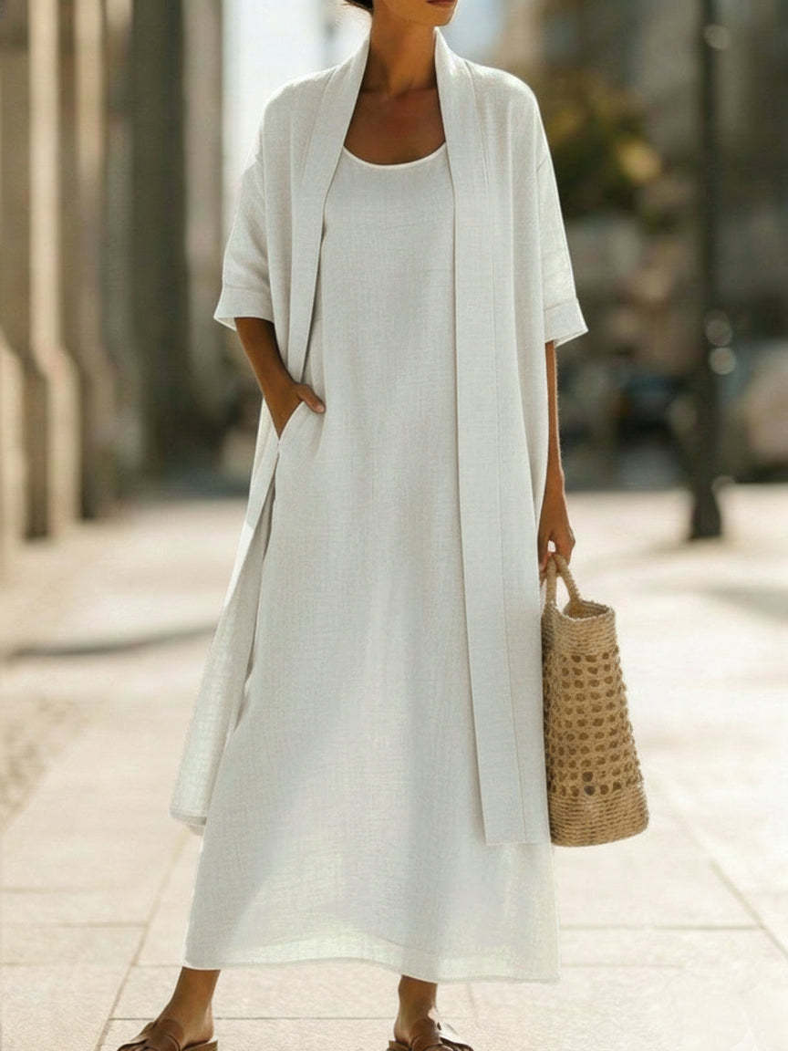 Minimalist Linen-cotton Two-piece Set - Comfortable For Everyday Wear