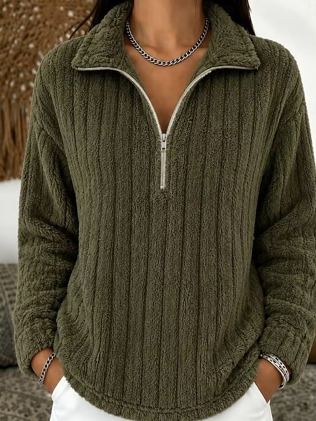 Women's Zip Up Sweatshirts Plain Fashion Casual Print Long Sleeve Hooded Regular Tops