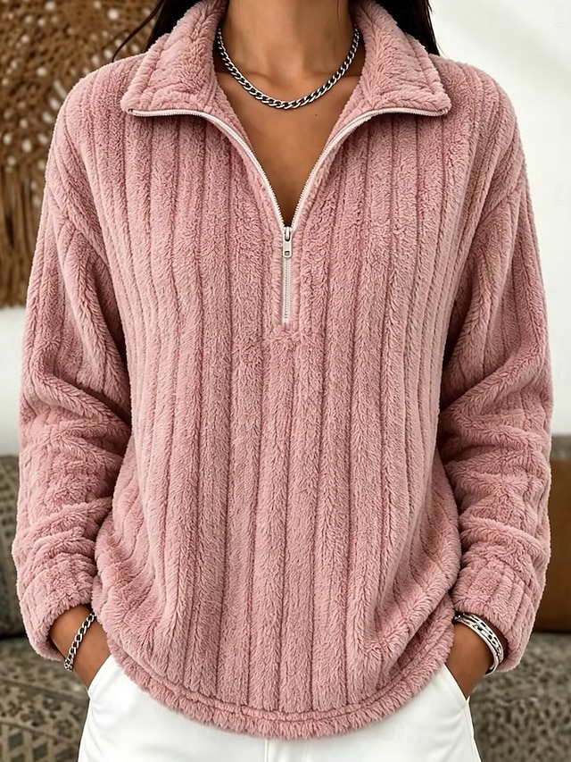 Women's Zip Up Sweatshirts Plain Fashion Casual Print Long Sleeve Hooded Regular Tops
