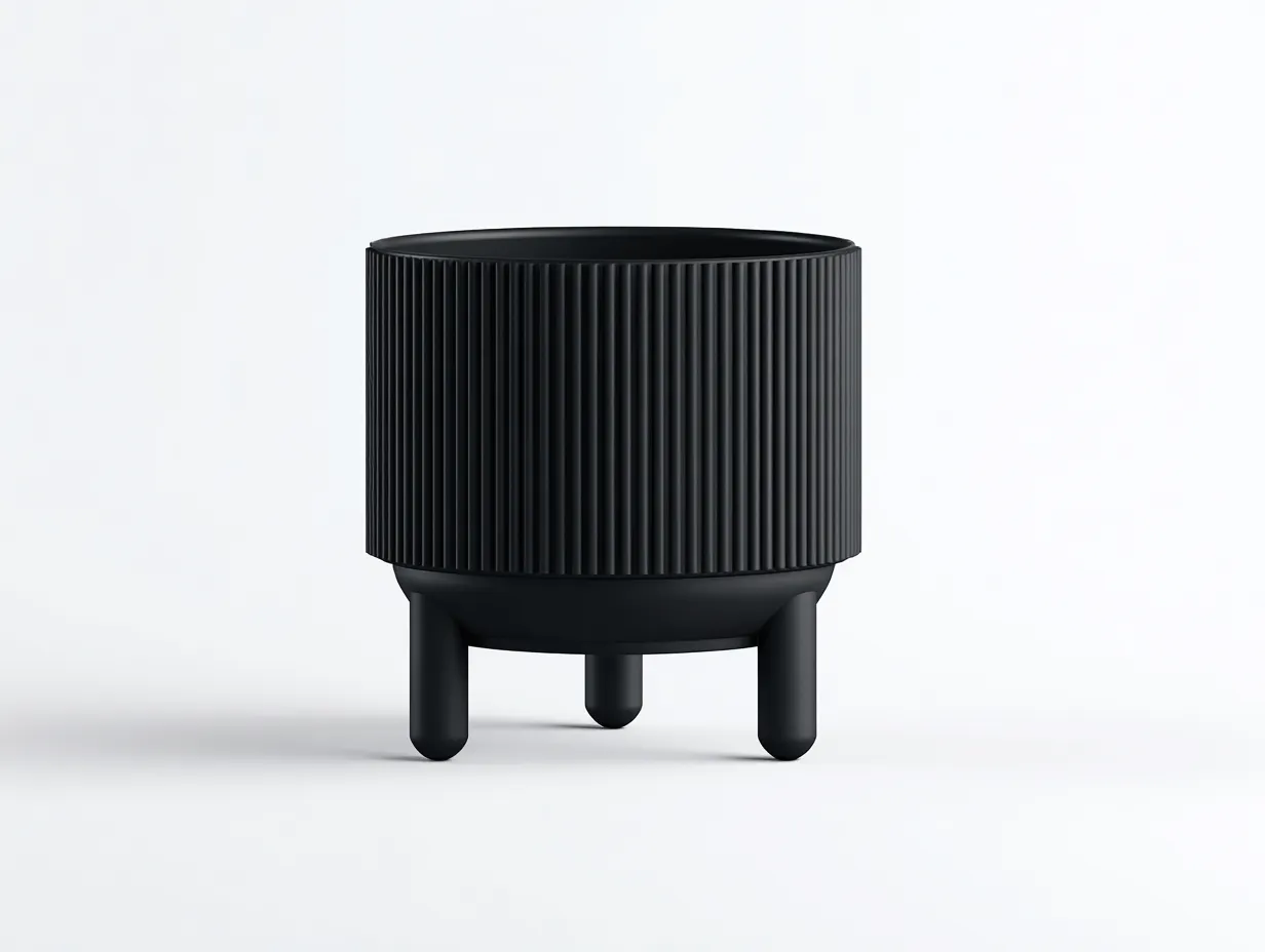 Vaso da fiori rialzato in plastica 28 x 28 x 29 cm nero - per interni - stile contemporaneo compatto