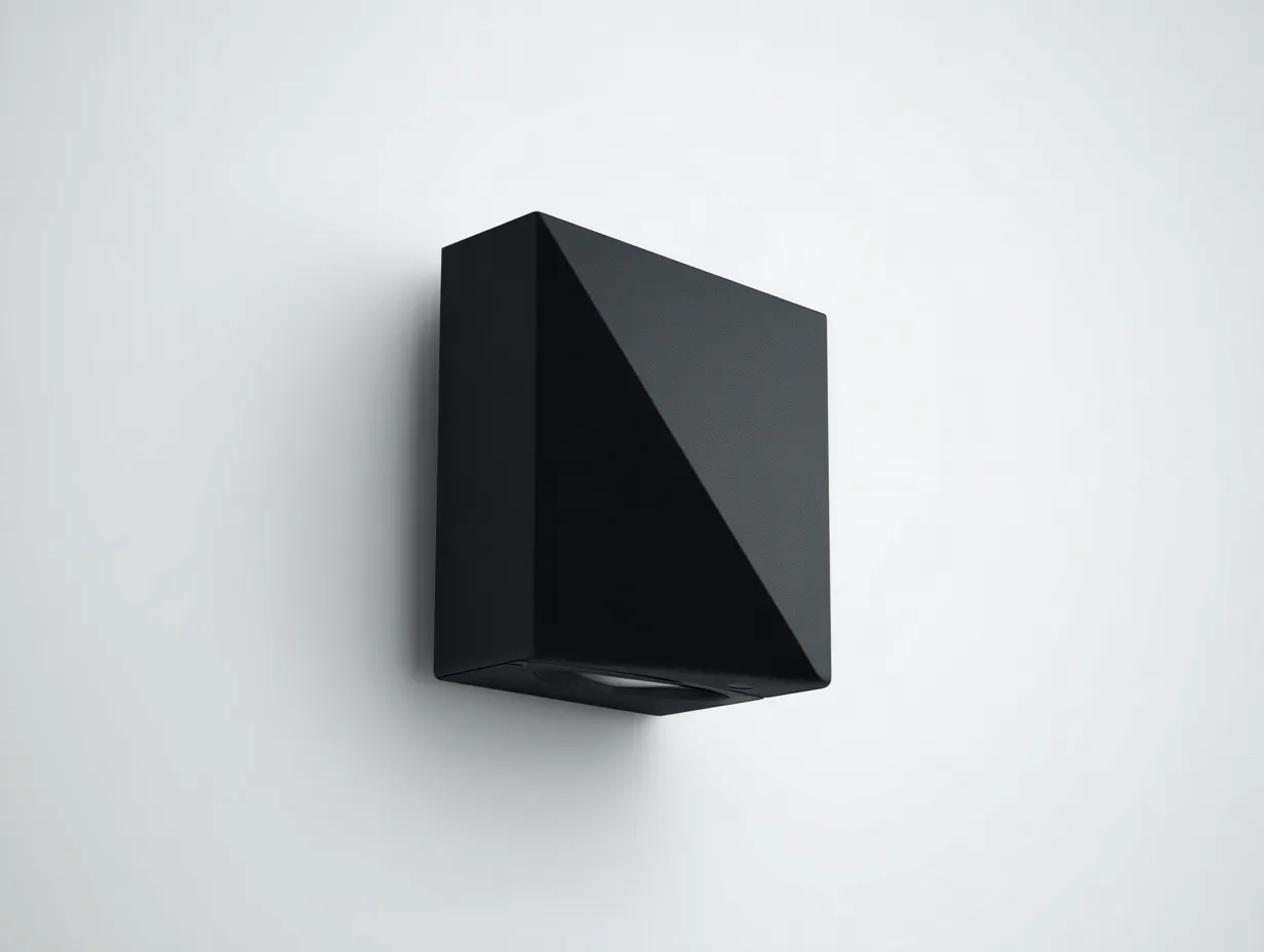 Applique da parete per esterni in metallo 17 x 12 x 10 cm - nero carbone - volume compatto con taglio diagonale e luce direzionata