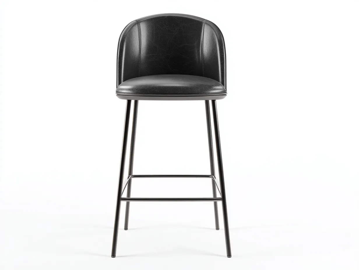 Sgabello da bar con schienale imbottito e struttura in metallo 46 x 49 x 102 cm - nero opaco e nero - per bancone - stile moderno urbano