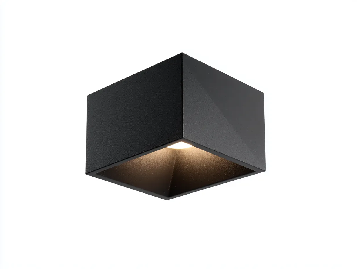 Applique cubica da parete per esterni in metallo 16 x 16 x 10 cm - nero antracite - design monoblocco con luce schermata verso il basso