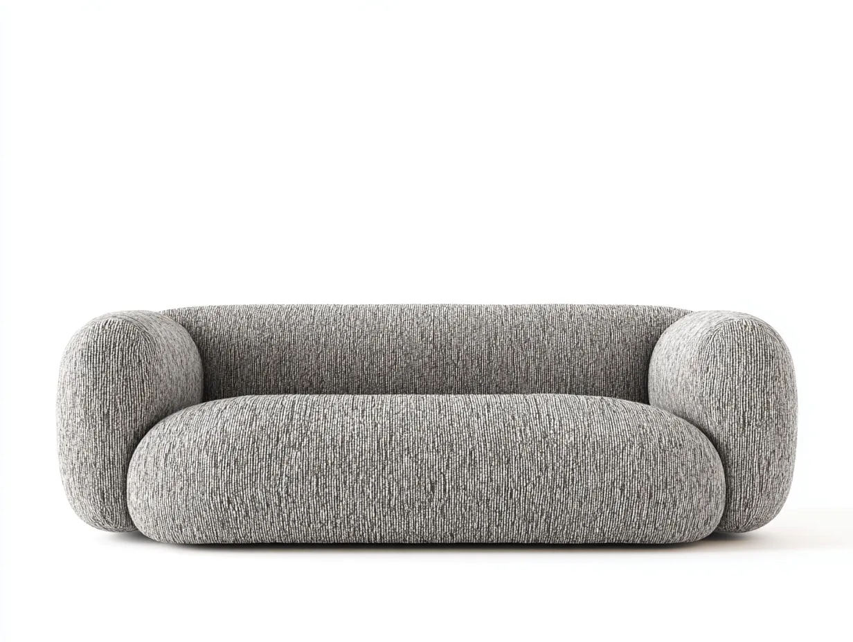 Divano 2 posti in tessuto bouclé con braccioli arrotondati 185 x 94 x 75 cm - tortora chiaro - per soggiorno - stile soft contemporaneo