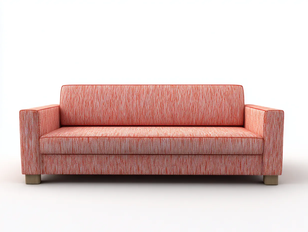 Divano 3 posti in tessuto materico 210 x 86 x 79 cm - arancione salmone - per soggiorno - stile contemporaneo essenziale