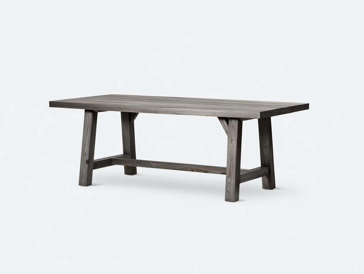Tavolo da pranzo da esterno in legno 180 x 90 x 75 cm grigio scuro - per terrazza e giardino - stile rustico moderno