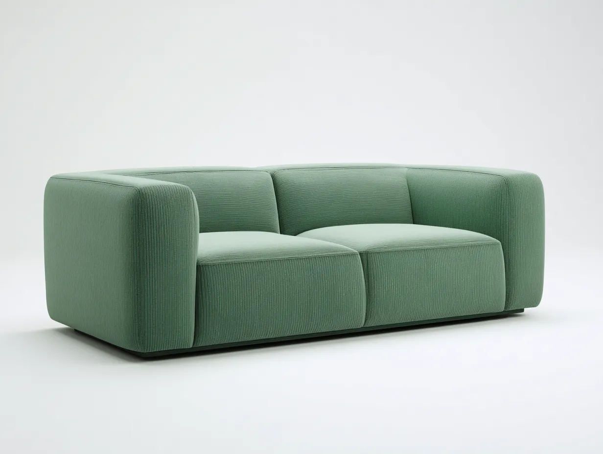 Divano 2 posti in tessuto rigato 185 x 92 x 74 cm - verde salvia chiaro - per soggiorno - stile moderno compatto
