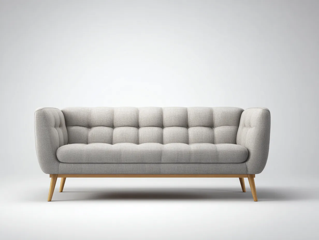 Divano 2 posti in tessuto trapuntato 185 x 84 x 82 cm - grigio chiaro - per soggiorno - stile nordico contemporaneo
