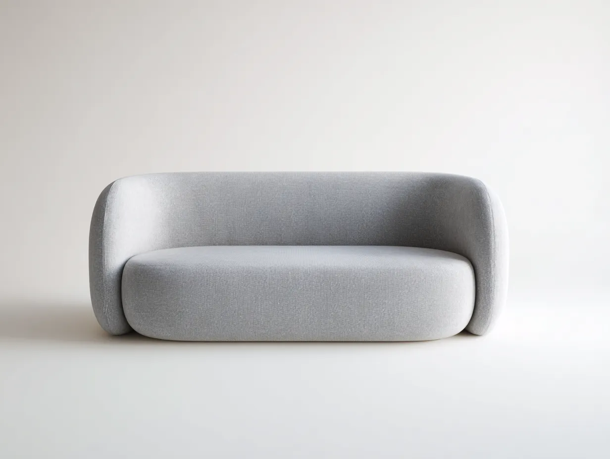 Divano 2 posti in tessuto bouclé con schienale curvo 180 x 95 x 72 cm - grigio chiaro - per soggiorno - stile minimal contemporaneo