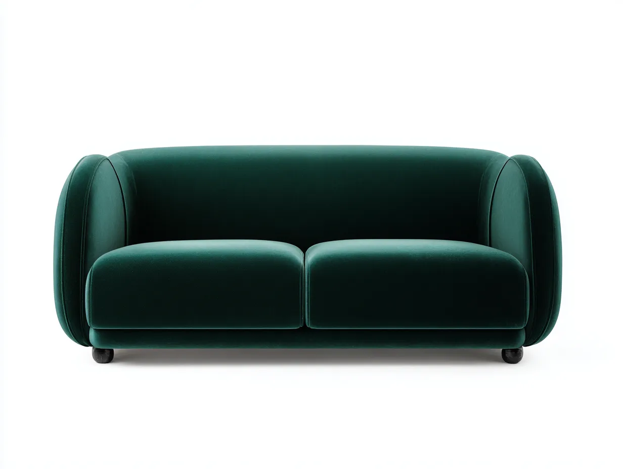Divano 2 posti in velluto 178x86x74 cm - verde smeraldo scuro - per soggiorno - stile contemporaneo scultoreo