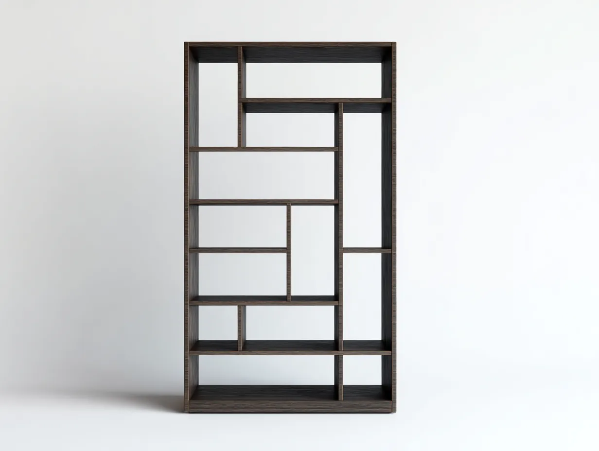 Estanterías 100x30x200 cm - marrón oscuro - librería abierta de compartimentos geométricos para salón y estudio-Sicornanest