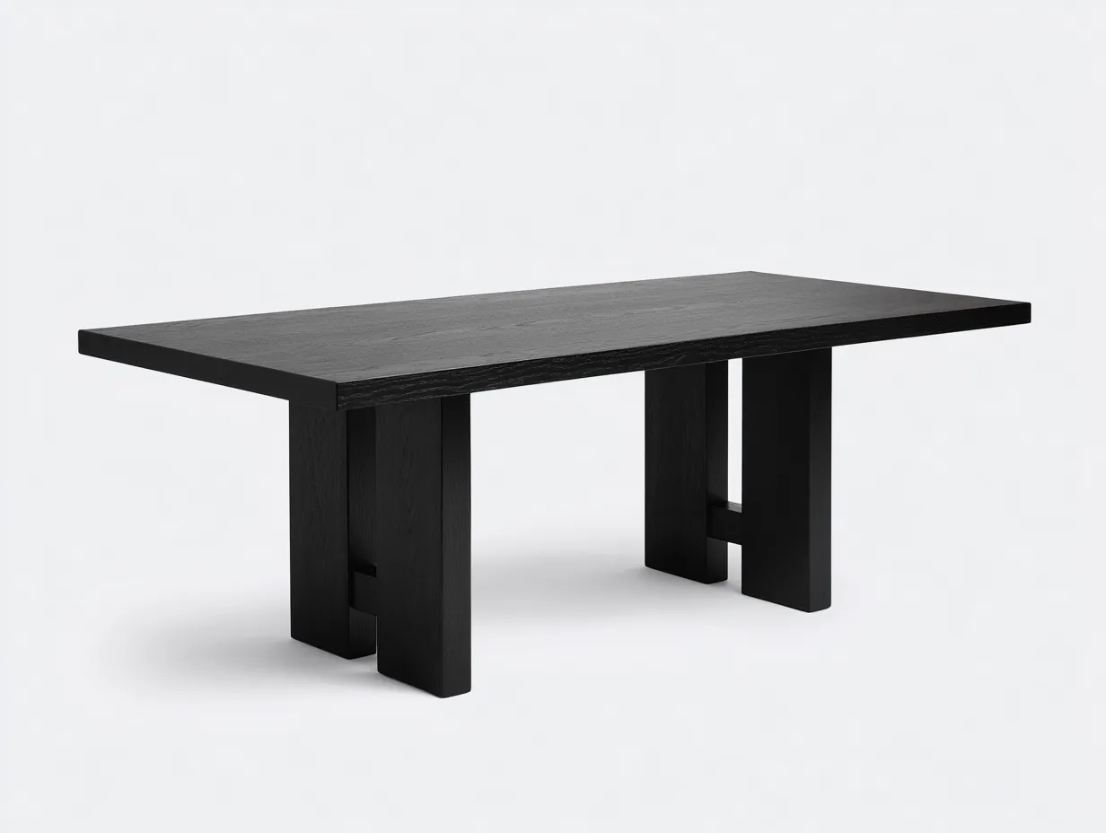 Mesa de comedor rectangular de madera 180x90x75 cm - negro mate - para comedor y cocina - estilo contemporáneo arquitectónico-Sicornanest