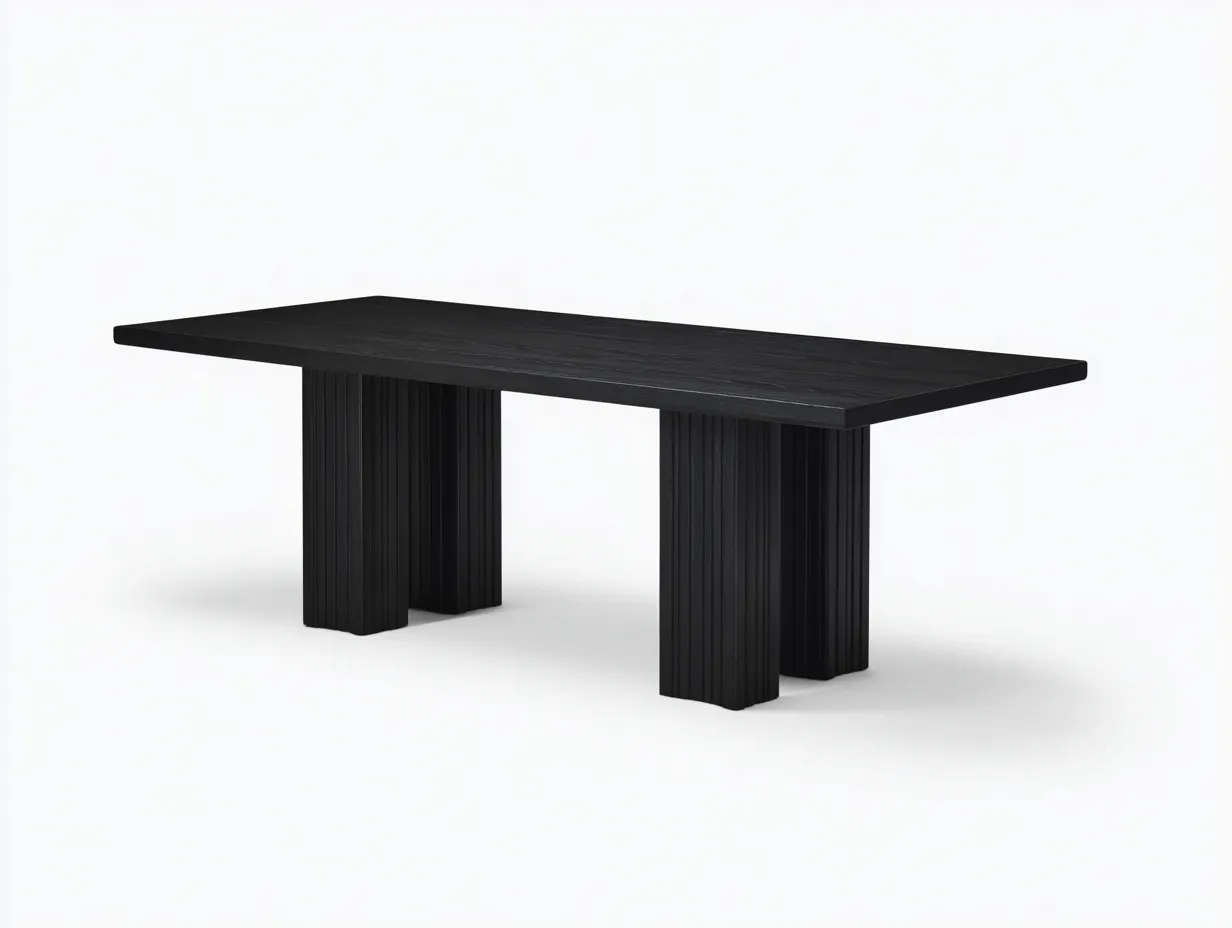 Mesa de comedor moderna rectangular de madera 210x100x75 cm - negro profundo - para comedor y reuniones familiares - estilo minimalista elegante-Sicornanest