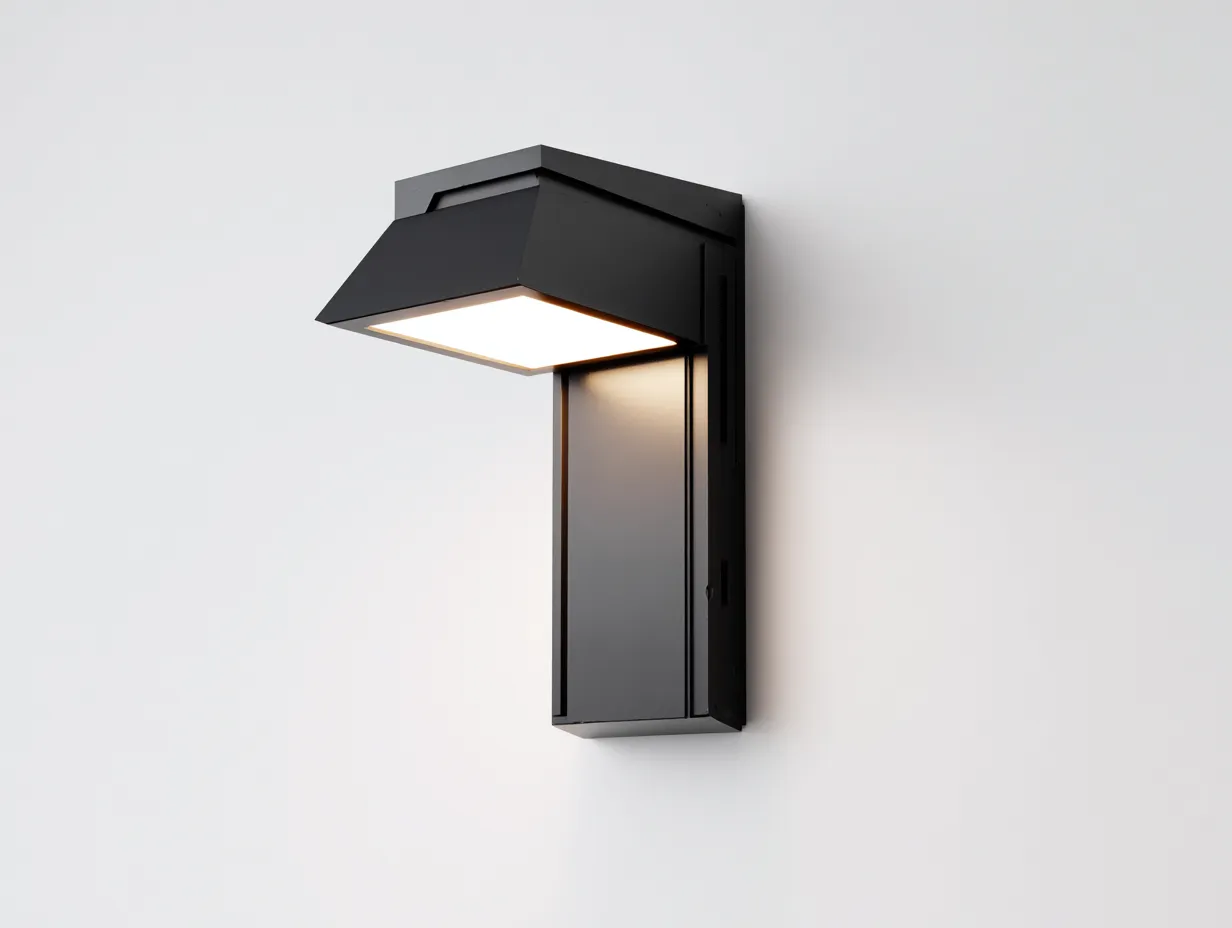 Aplique de pared exterior LED con visor inclinado de metal 20x16x34 cm - negro antracita y blanco - para fachada y porche - estilo moderno arquitectónico