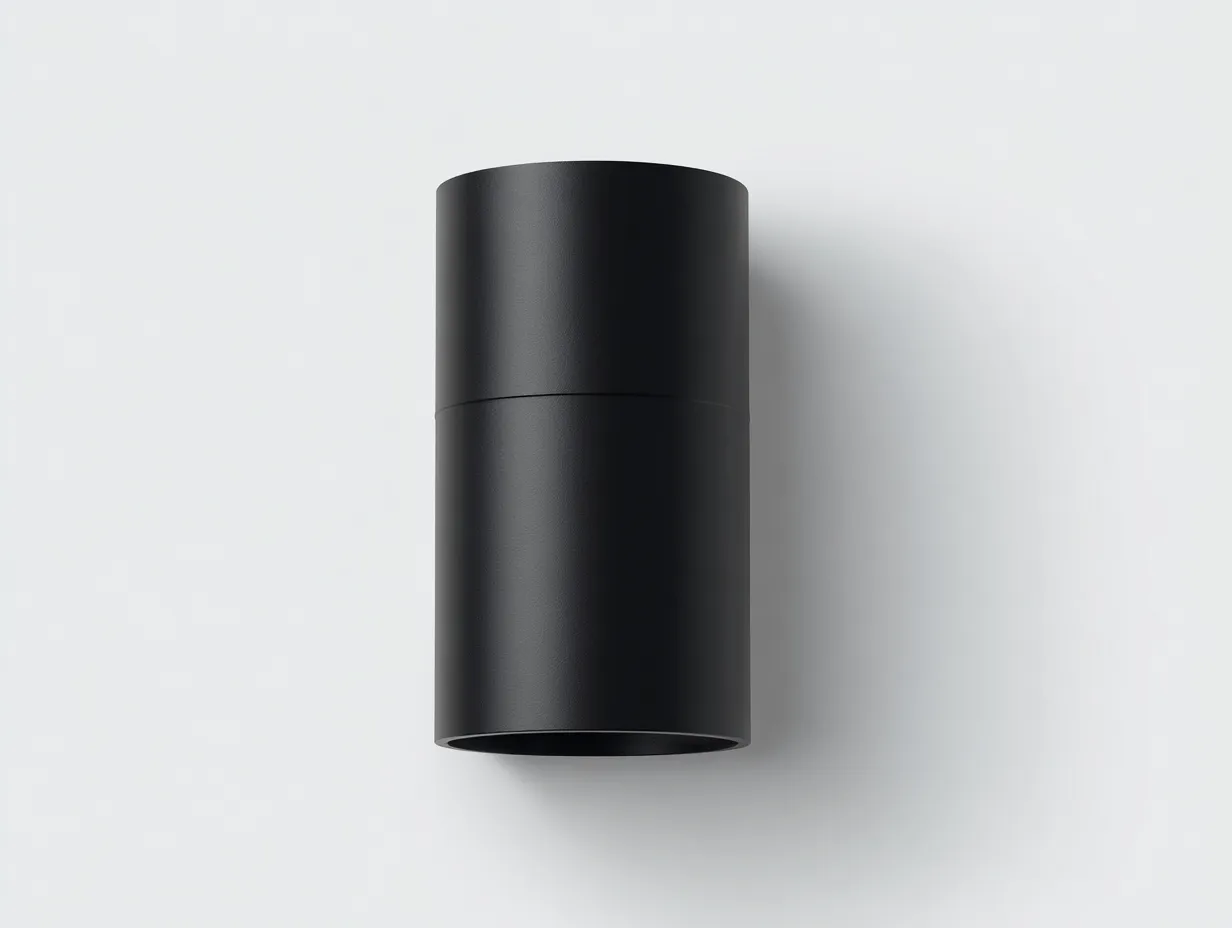 Aplique de pared exterior cilíndrico compacto 10x10x26 cm - negro intenso - para fachada y pasillo exterior - estilo minimalista contemporáneo