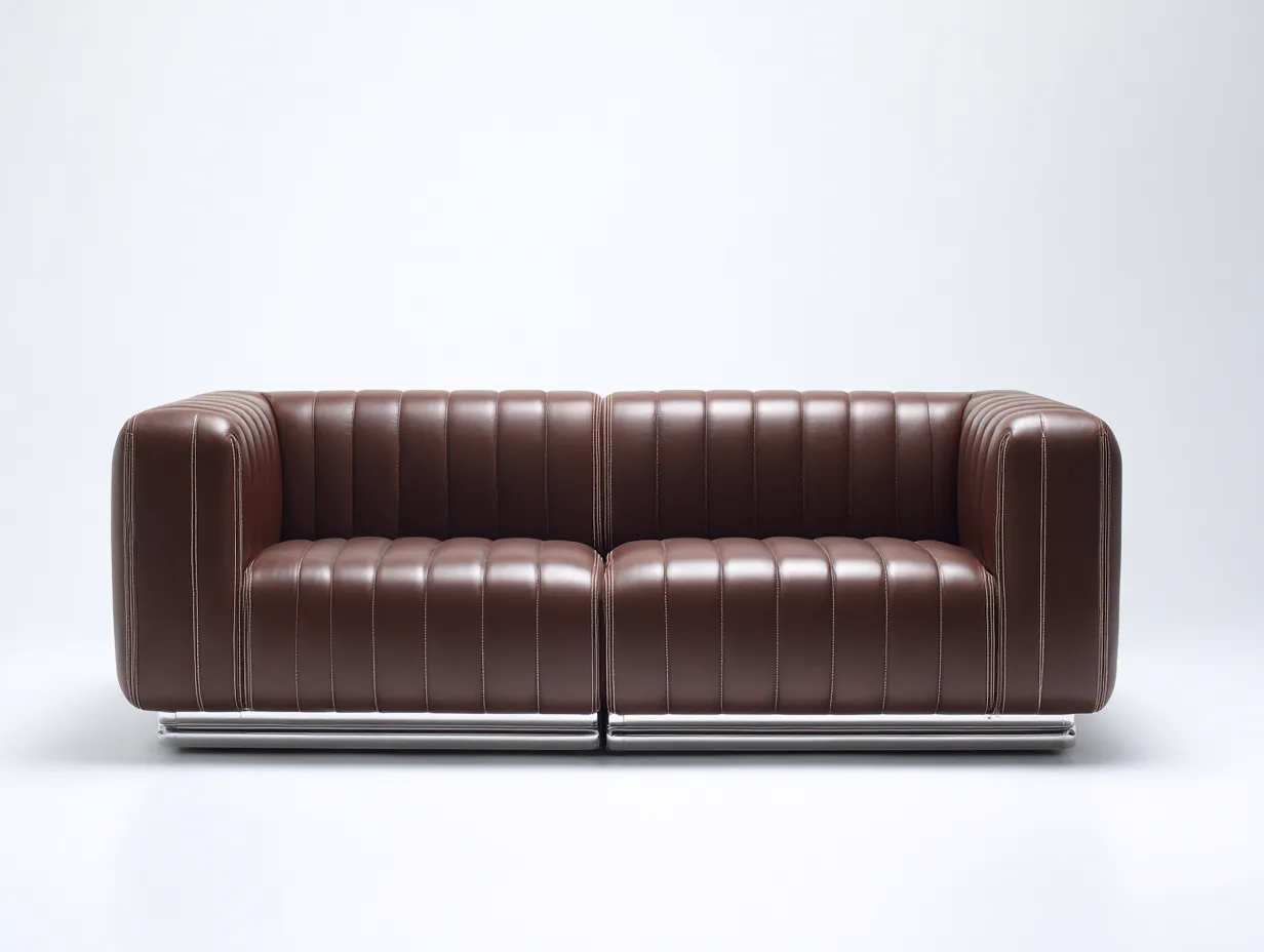 Sofá de 2 plazas tapizado en piel sintética 168 x 84 x 72 cm - marrón - estilo moderno para salón