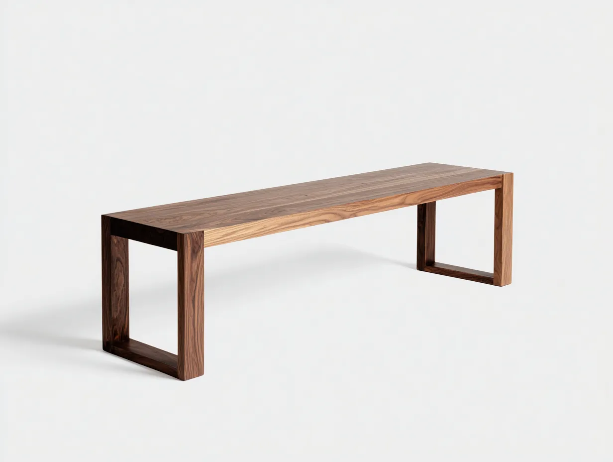 Banco de jardín 180x34x45 cm - madera maciza con acabado nogal - marrón oscuro - estilo lineal para exterior