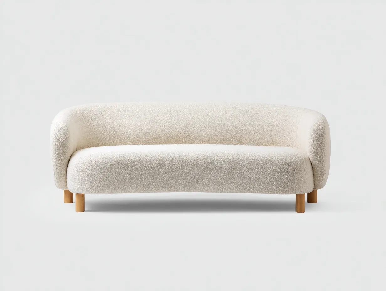 Sofá de 2 plazas revestido en bouclé 170 x 84 x 75 cm - blanco roto - diseño orgánico para salón