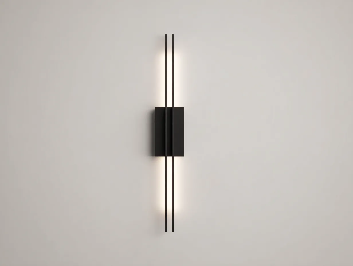 Aplique mural LED lineal decorativo de metal 10x8x60 cm - negro mate - para exterior y pasillo interior - estilo vanguardista moderno