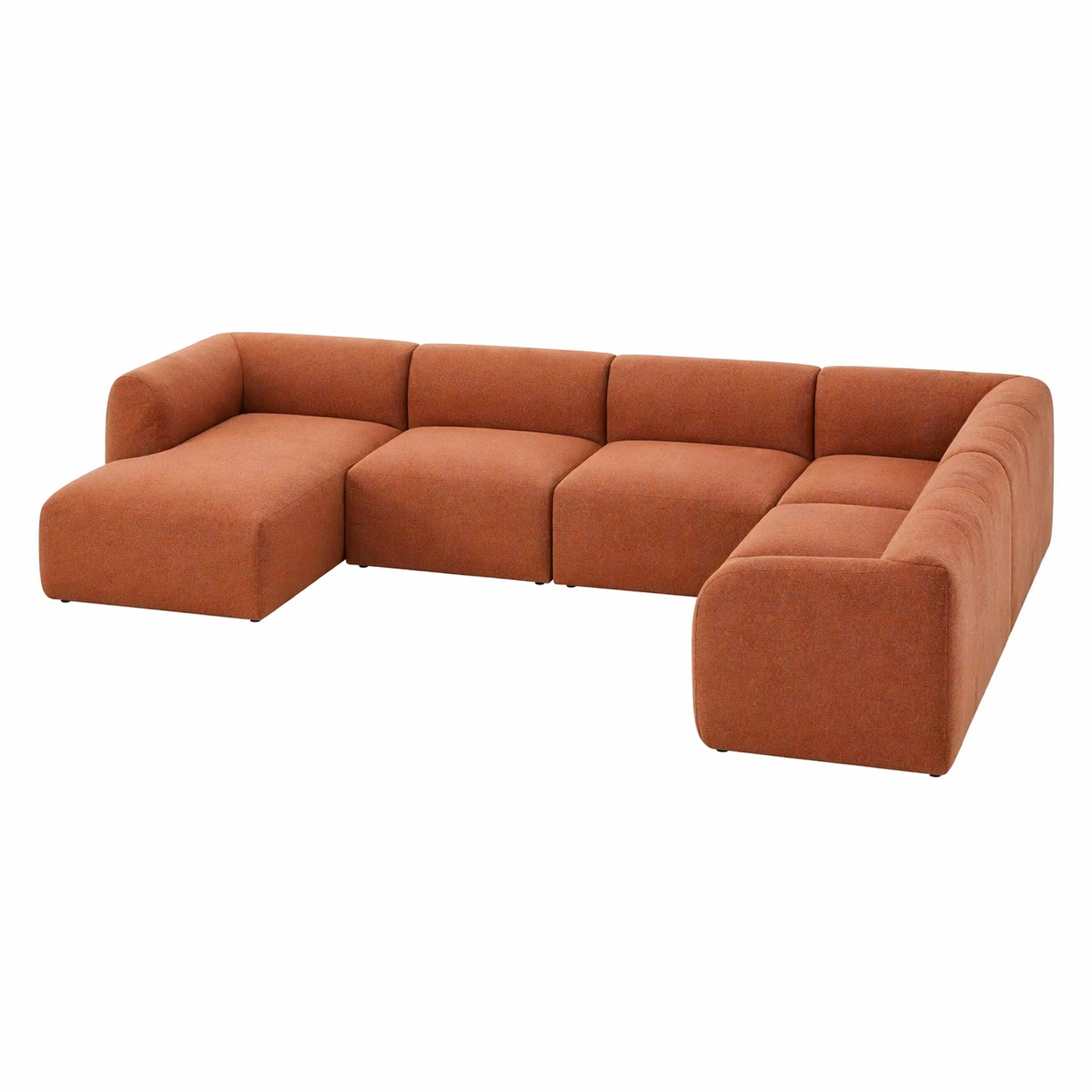 Sofá seccional modular de 7 piezas con chaise izquierda en tela texturizada color terracota-domviax
