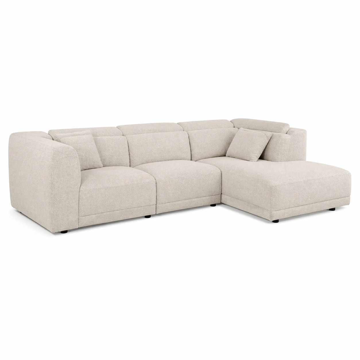 Sofá seccional moderno con chaise longue derecha y cojines amplios de estilo contemporáneo-domviax