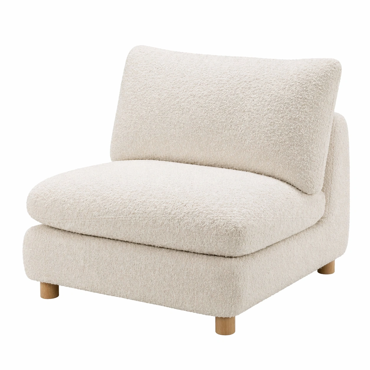 Módulo Central de Sofá Seccional Sin Brazos de Tela Bouclé Beige Claro con Dise?o Suave-domviax