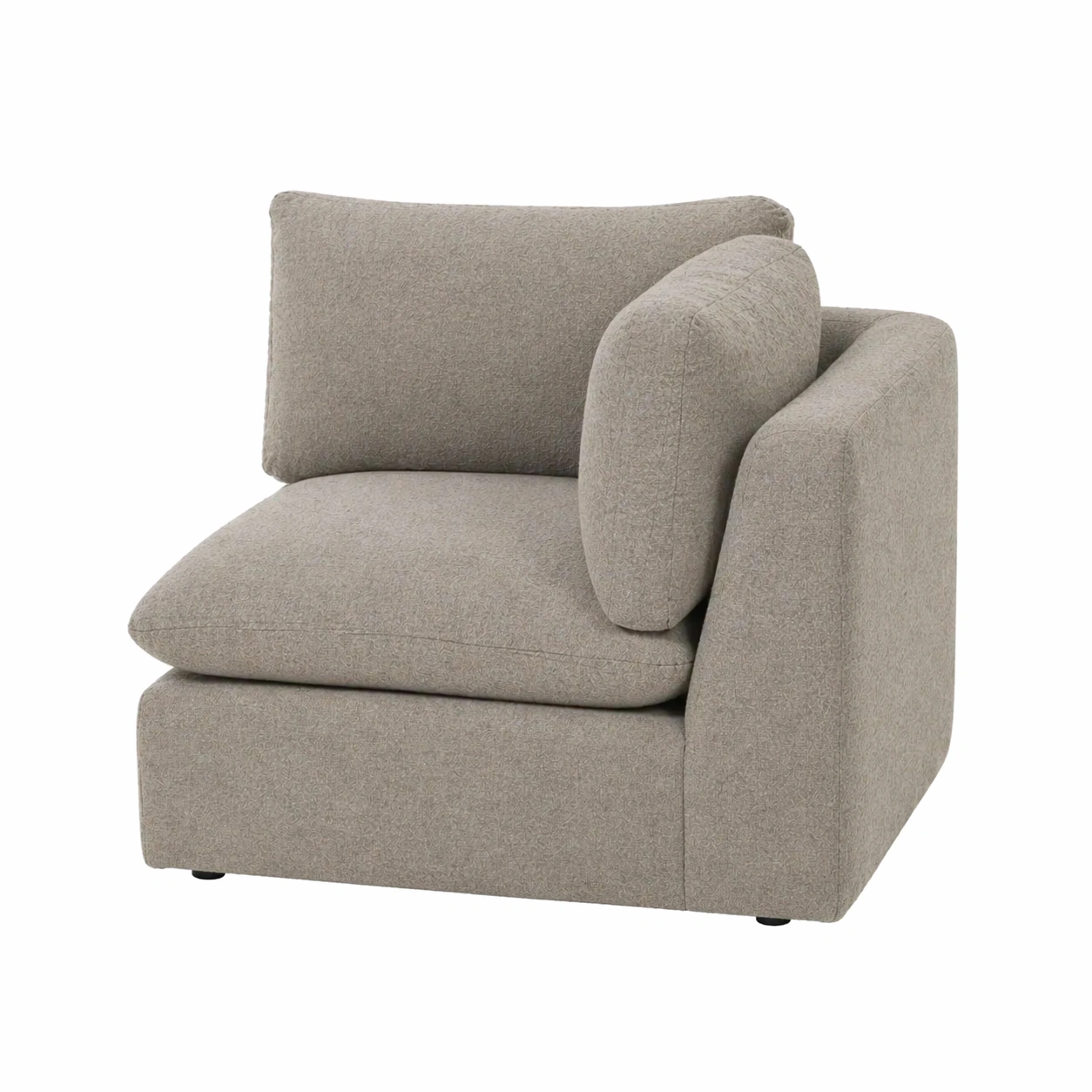 Módulo de Sofá Esquinero Tapizado en Tela Beige Claro con Cojín Lateral-domviax