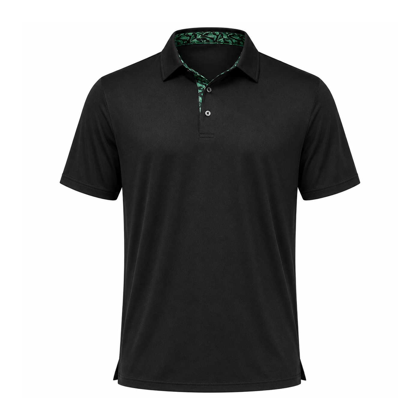 Black men's short sleeve performance polo shirt