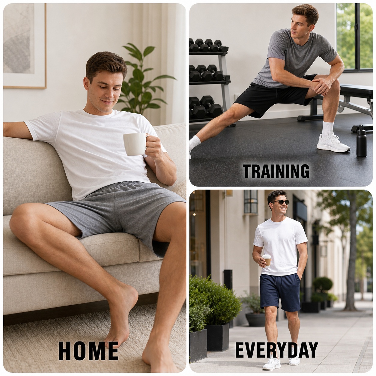 Men's cotton jersey lounge shorts for home training and everyday wear