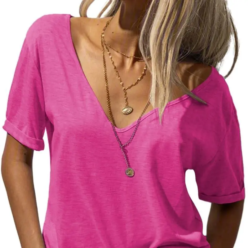 Women's Deep V Neck Breathable Summer Tee