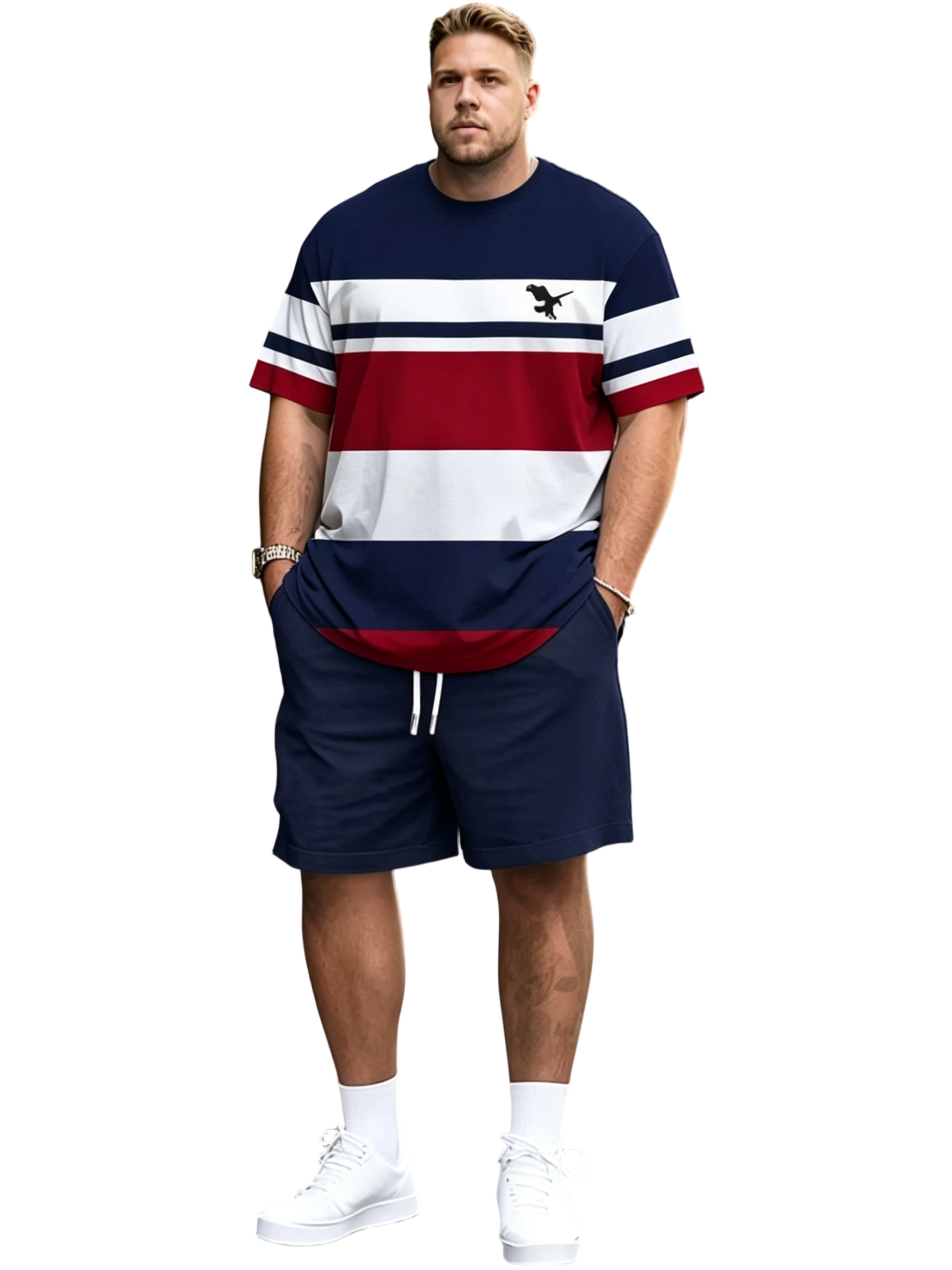 Men's Breathable 3D Print Casual Athleisure T-Shirt Shorts Set