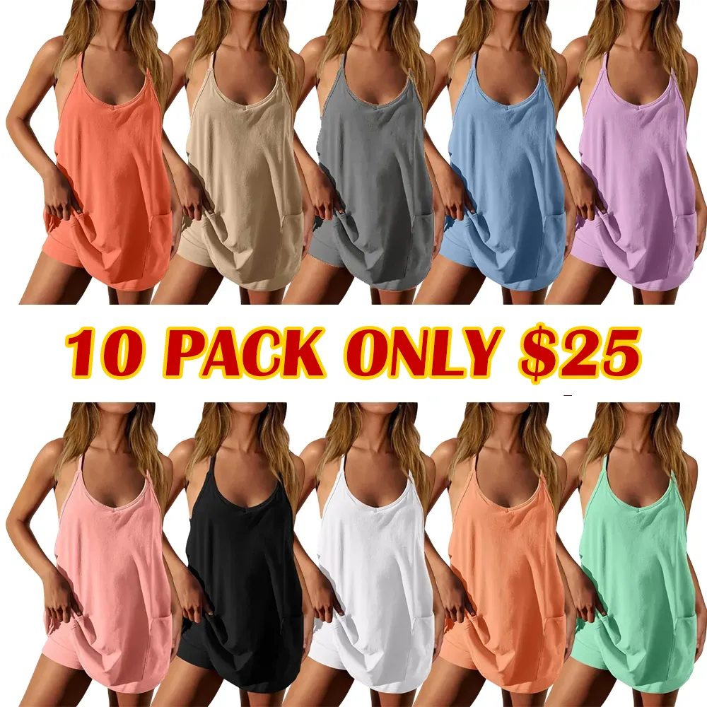 ❤️Women's Sleeveless Athletic Dress with Built-In Shorts