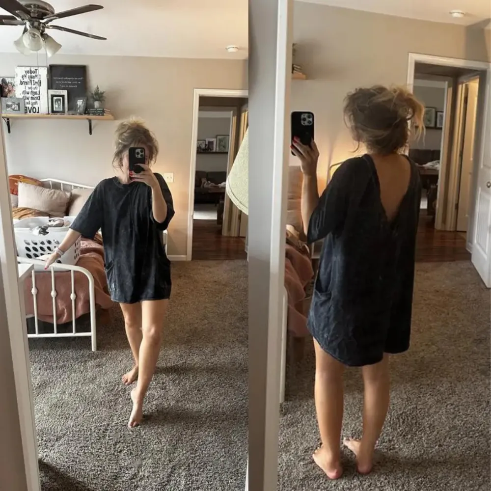 Women Casual Oversized Athletic Short Sleeve Romper Deep Pocket Loungewear