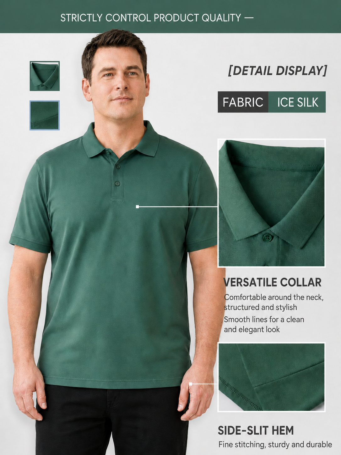 Men’s Ice Silk Polo Shirt – Breathable Quick-Dry Stretch Short Sleeve Polo
