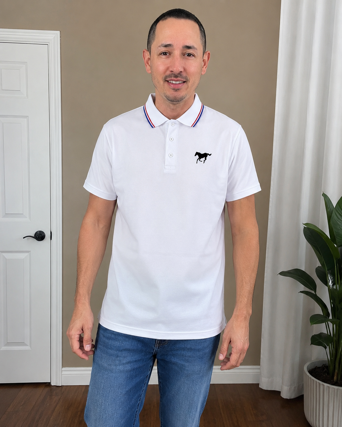 Men’s Contrast Collar Polo Shirt – Breathable Fitted Short Sleeve Golf & Casual Shirt