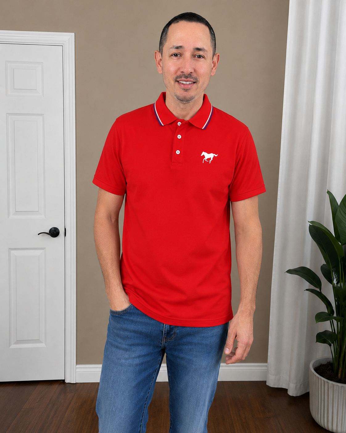 Men’s Contrast Collar Polo Shirt – Breathable Fitted Short Sleeve Golf & Casual Shirt