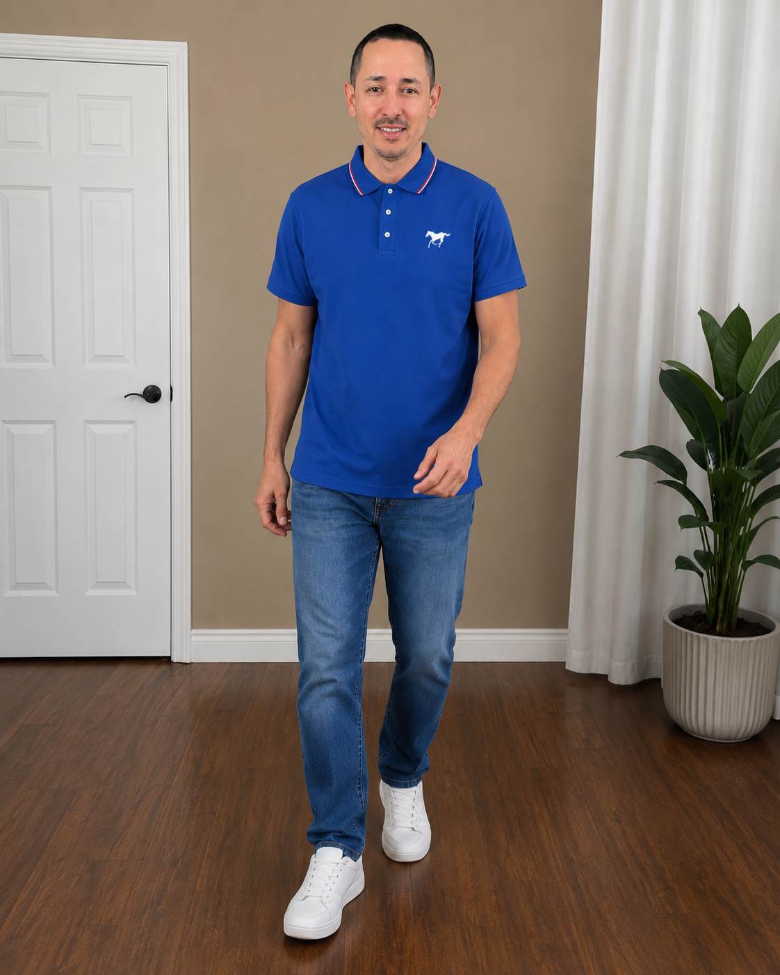 Men’s Contrast Collar Polo Shirt – Breathable Fitted Short Sleeve Golf & Casual Shirt