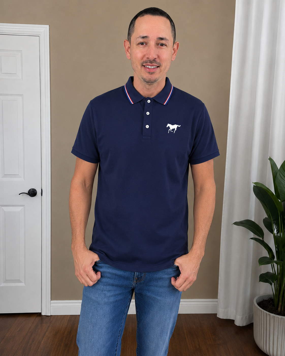 Men’s Contrast Collar Polo Shirt – Breathable Fitted Short Sleeve Golf & Casual Shirt