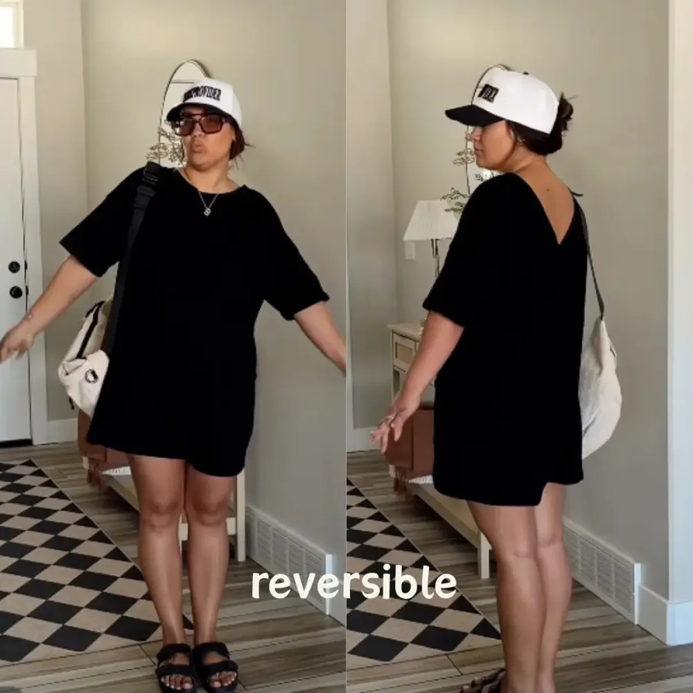 Women Casual Oversized Athletic Short Sleeve Romper Deep Pocket Loungewear