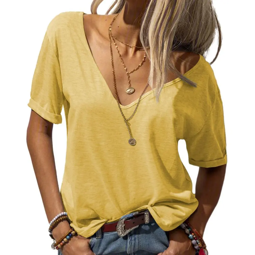 Women's Deep V Neck Breathable Summer Tee