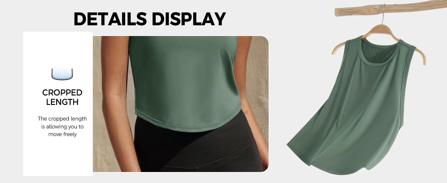 Fisoew Womens Workout Cropped Tank Tops Racerback Sleeveless Crewneck Running Yoga Active Shirts