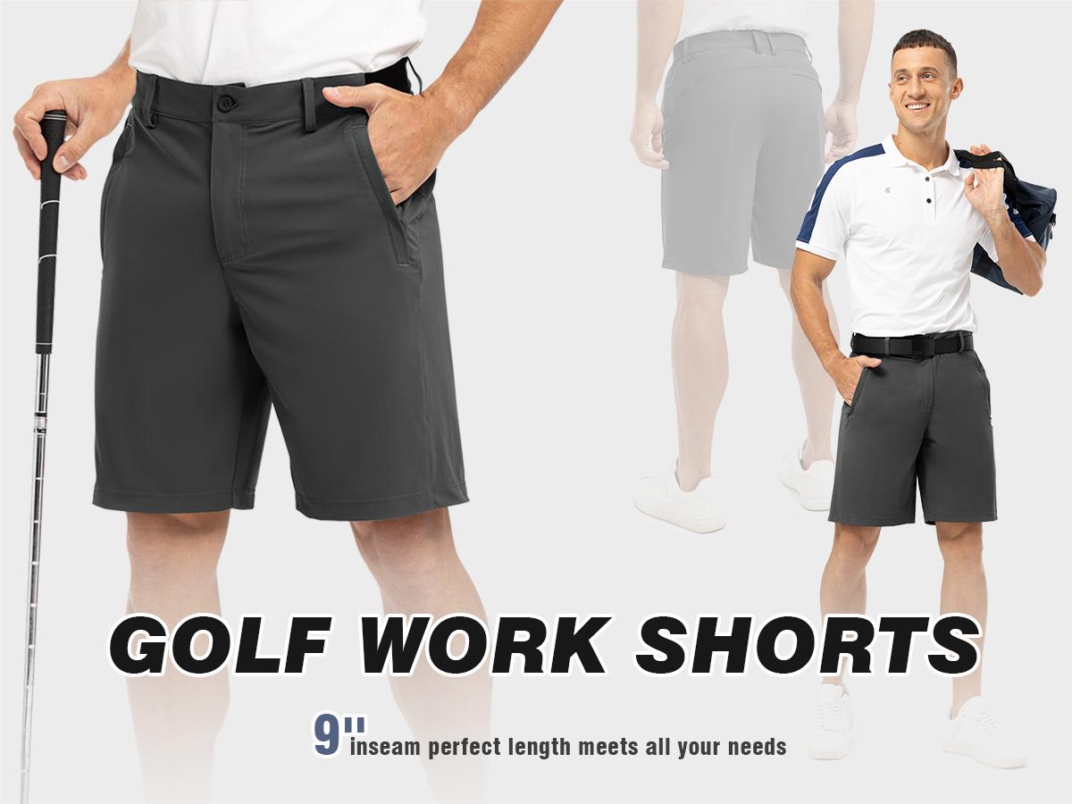 GOPUNE Men's Fashion 【Plus Size,32-52】 9'' Golf Work Shorts Stretch Waistband Quick-Dry Fit Hiking Casual Business Dress Athletic Mens  Lightweight Pants 3 Pockets #LGBT #swimweek #outdoorfun #fathersdaygift