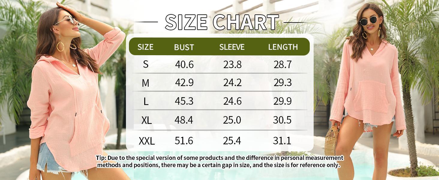 Imily Bela Women's Beach Cover Up hoodies sweatshirt Long Sleeve V Neck Pocketed Hooded Shirt Top Casual Womenswear