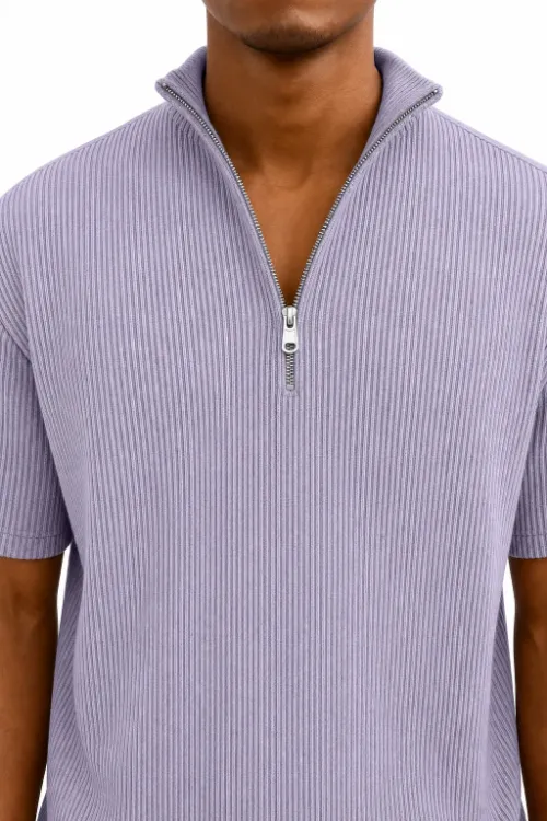 Zip mock neck collar detail image