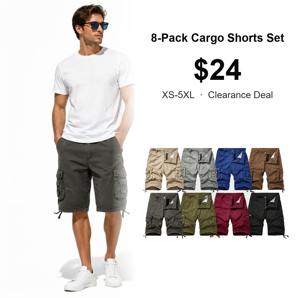 8-Pack Cargo Shorts Set $24 cover