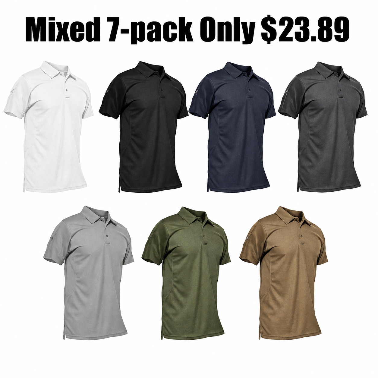 Mixed 7-pack A men's quick-dry tactical performance polo shirts