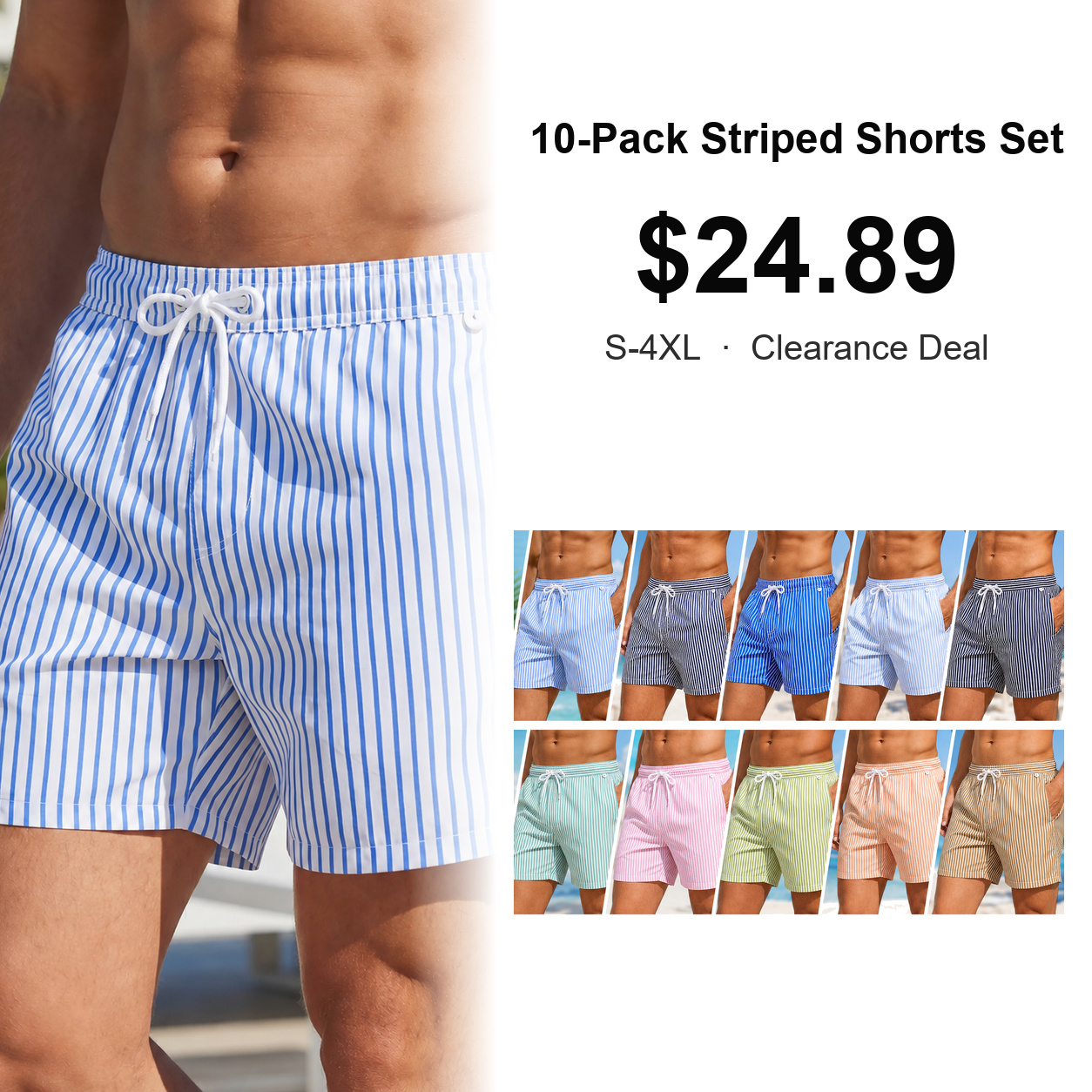 10-Pack Striped Shorts Set $24.89 cover