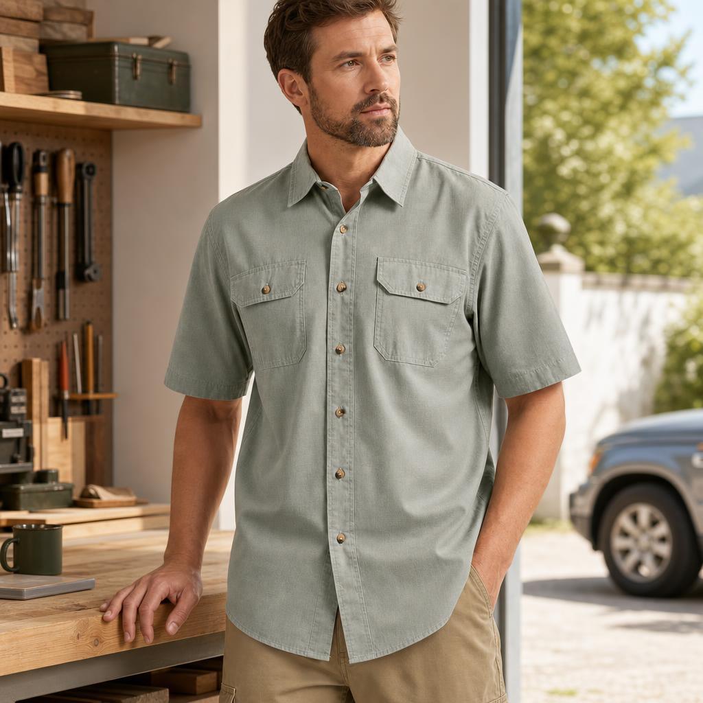 Men short sleeve utility work shirt work to weekend use cases