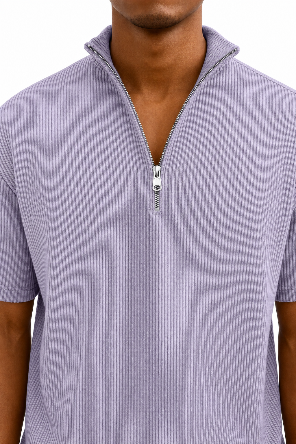 Zip mock neck collar detail image