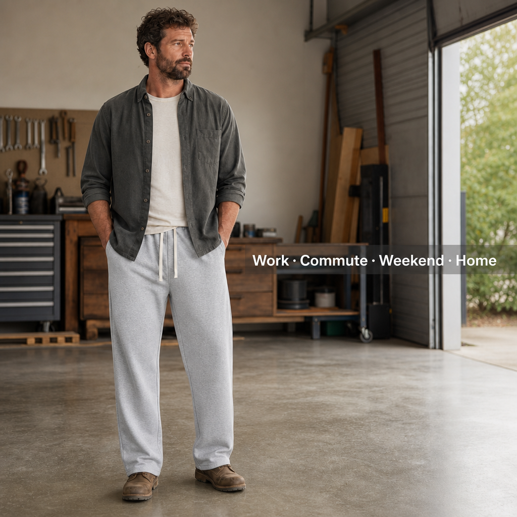 Men relaxed fleece drawstring sweatpants work commute weekend home use case
